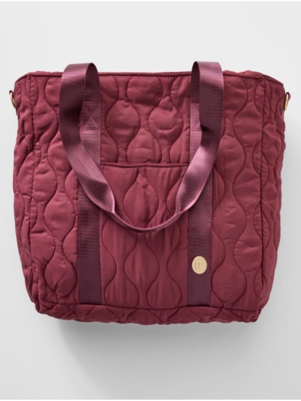 • NEW • Wantable • Quilted Tote Bag in Burgundy with shoulder strap & long strap